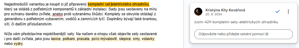 Odkazy v Google dokumentech